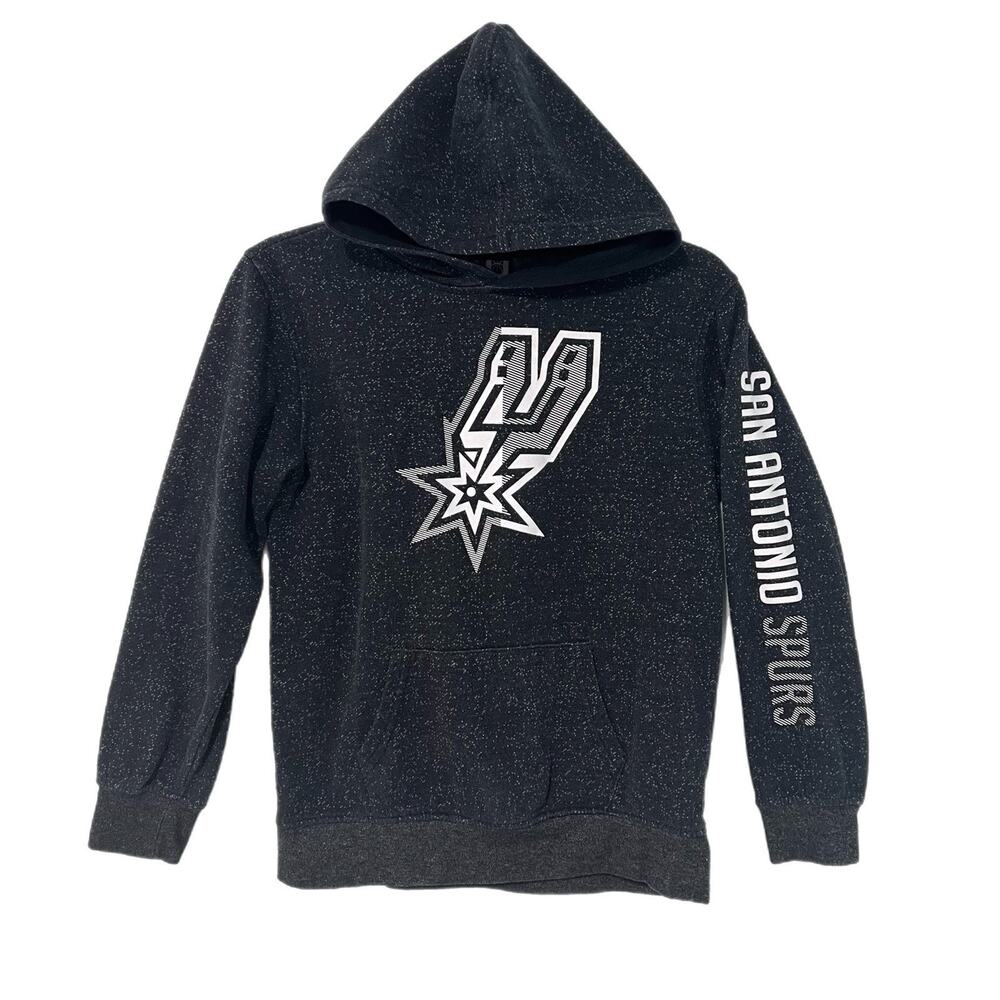 NBA San Antonio Spurs Speckled Black Hoodie Unisex Kids Size 14-16 Large